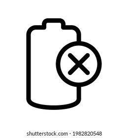 Cancel battery icon, Line Vector graphics