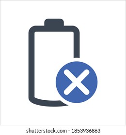 Cancel battery icon, vector graphics