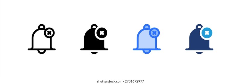 Cancel Bell icon set multiple style collection. Vector illustration.