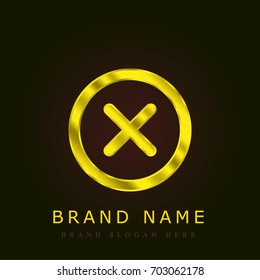 Cancel button golden metallic logo