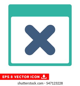Cancel Calendar Page icon. Vector EPS illustration style is flat iconic bicolor symbol, cobalt and cyan colors.