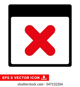 Cancel Calendar Page icon. Vector EPS illustration style is flat iconic bicolor symbol, intensive red and black colors.