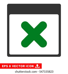Cancel Calendar Page icon. Vector EPS illustration style is flat iconic bicolor symbol, green and gray colors.