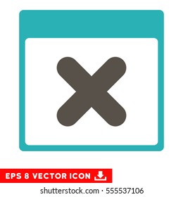 Cancel Calendar Page icon. Vector EPS illustration style is flat iconic bicolor symbol, grey and cyan colors.
