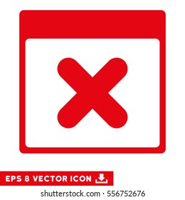 Cancel Calendar Page icon. Vector EPS illustration style is flat iconic symbol, red color.