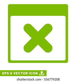 Cancel Calendar Page icon. Vector EPS illustration style is flat iconic symbol, eco green color.