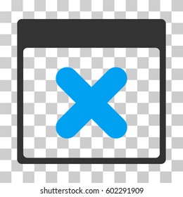 Cancel Calendar Page icon. Vector illustration style is flat iconic bicolor symbol, blue and gray colors, transparent background. Designed for web and software interfaces.