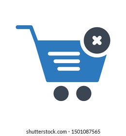cancel cart glyph colour vector icon