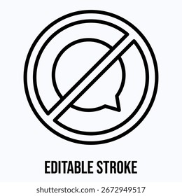 Cancel Chat Box And Message Sign, Remove And Delete Comment Sign Vector Icon, Isolated Vector Lineal Style Icon,