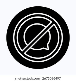Cancel Chat Box And Message Sign, Remove And Delete Comment Sign Vector Icon, Isolated Vector Circular Style Icon,