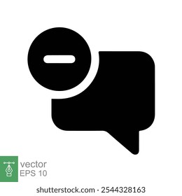 Cancel comment icon. Simple flat style. Remove, delete chat box, speech bubble with cross symbol, communication concept. Vector illustration isolated on white background. EPS 10.