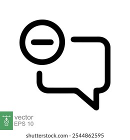Icône Annuler le commentaire. Style simple et plat. Retirer, boîte de dialogue de supprimer, bulle de parole avec symbole croisé, concept de communication. Illustration vectorielle isolée sur fond blanc. EPS10.