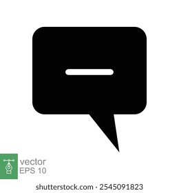 Cancel comment icon. Simple flat style. Remove, delete chat box, speech bubble with cross symbol, communication concept. Vector illustration isolated on white background. EPS 10.