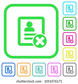 Cancel contact vivid colored flat icons in curved borders on white background