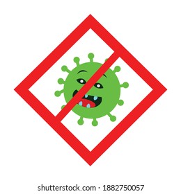 Cancel covid icon vector illustration on white backdrop