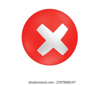 Cancel cross icon 3d render illustration