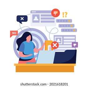 Cancel culture composition with protest posting symbols flat vector illustration