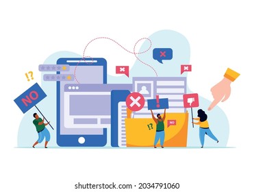 Cancel culture concept design with communication symbols flat vector illustration