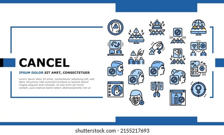 Cancel Culture And Discrimination Landing Web Page Header Banner Template Vector. Cancel Male And Female Person, Backlash People Social Boycott Problem, Harassment Sexism Society Reaction Illustration