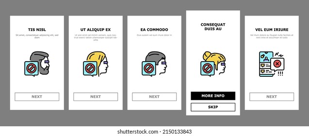 Cancel Culture And Discrimination Onboarding Mobile App Page Screen Vector. Cancel Male And Female Person, Backlash People And Social Boycott Problem, Harassment Sexism Society Reaction Illustrations