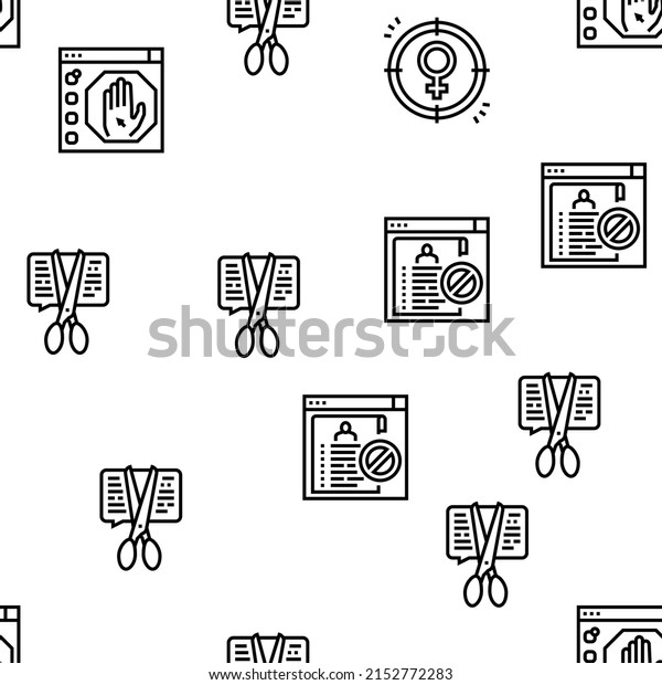 Cancel Culture And Discrimination Vector\
Seamless Pattern Thin Line\
Illustration