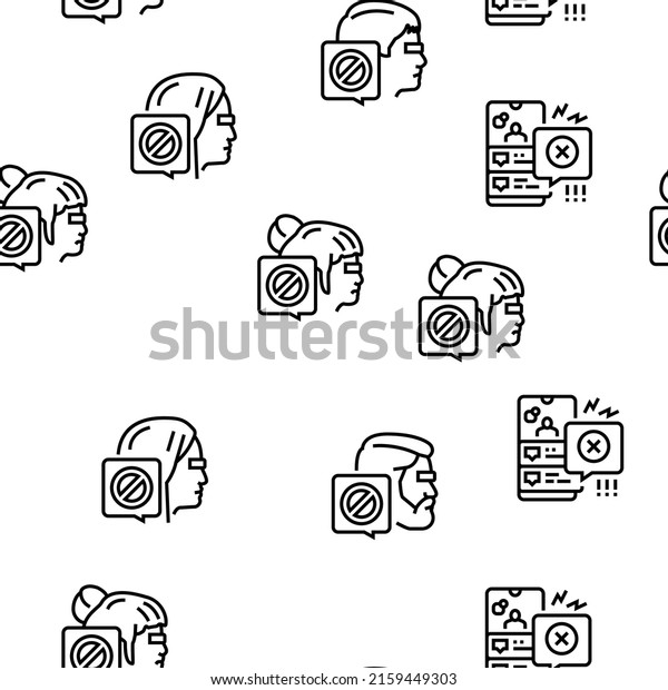 Cancel Culture And Discrimination Vector\
Seamless Pattern Thin Line\
Illustration