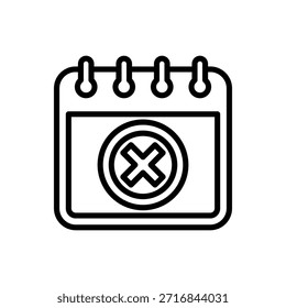 Icono de fecha de cancelación, Vector de línea