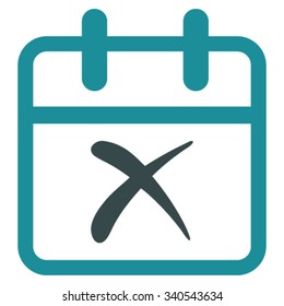 Cancel Date vector icon. Style is bicolor flat symbol, soft blue colors, rounded angles, white background.