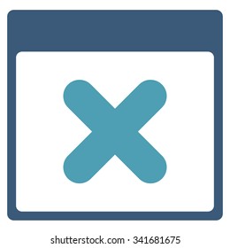 Cancel Date vector icon. Style is bicolor flat symbol, cyan and blue colors, rounded angles, white background.