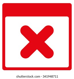 Cancel Date vector icon. Style is flat symbol, red color, rounded angles, white background.