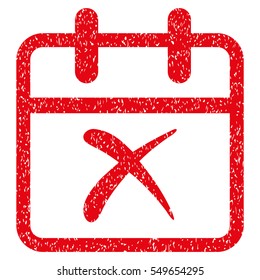 Cancel Day grainy textured icon for overlay watermark stamps. Flat symbol with dust texture. Dotted vector red ink rubber seal stamp with grunge design on a white background.