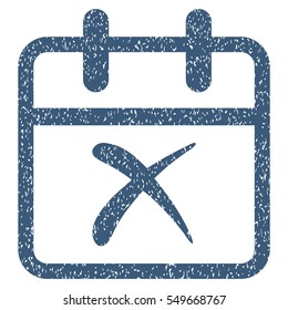 Cancel Day grainy textured icon for overlay watermark stamps. Flat symbol with dirty texture. Dotted vector blue ink rubber seal stamp with grunge design on a white background.