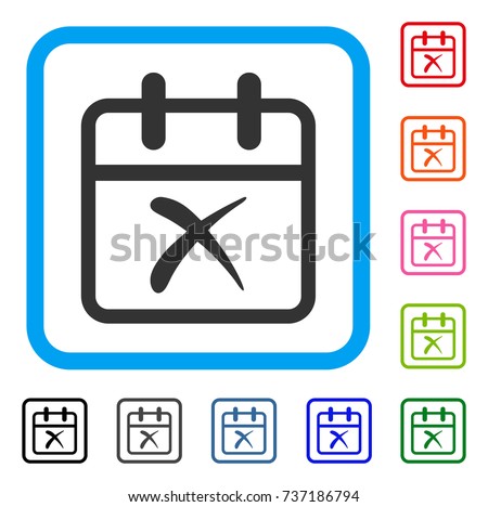 Cancel Day icon. Flat gray pictogram symbol in a light blue rounded rectangle. Black, gray, green, blue, red, orange color additional versions of Cancel Day vector. Designed for web and app UI.