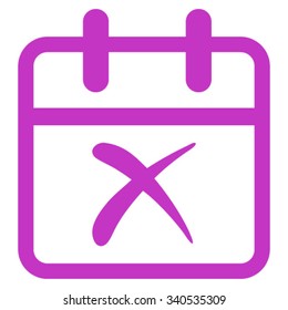 Cancel Day vector icon. Style is flat symbol, violet color, rounded angles, white background.