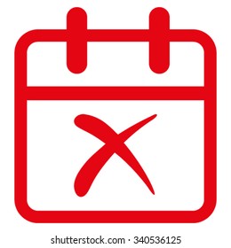 Cancel Day vector icon. Style is flat symbol, red color, rounded angles, white background.