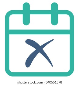 Cancel Day vector icon. Style is bicolor flat symbol, cobalt and cyan colors, rounded angles, white background.