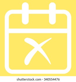 Cancel Day vector icon. Style is flat symbol, white color, rounded angles, yellow background.