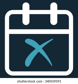 Cancel Day vector icon. Style is bicolor flat symbol, blue and white colors, rounded angles, dark blue background.