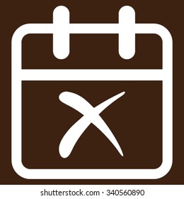 Cancel Day vector icon. Style is flat symbol, white color, rounded angles, brown background.