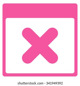 Cancel Day vector icon. Style is flat symbol, pink color, rounded angles, white background.