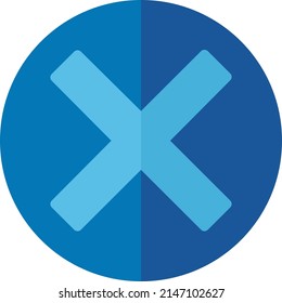 Cancelar, borrar, x icono o logotipo ilustración vectorial gráfico con azul, círculo, plano estilo. Uso perfecto para ui, sitio web, patrón, diseño, etc.