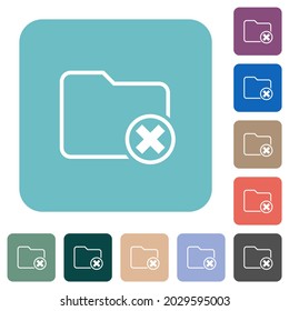 Cancelar iconos planos blancos de directorio en fondo cuadrado redondeado de color