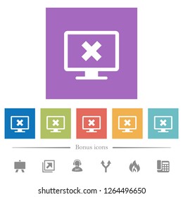 Cancel display settings flat white icons in square backgrounds. 6 bonus icons included.
