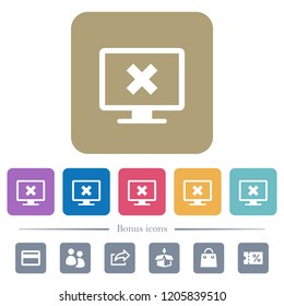 Cancel display settings white flat icons on color rounded square backgrounds. 6 bonus icons included