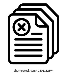 Cancel docs icon. Outline cancel docs vector icon for web design isolated on white background