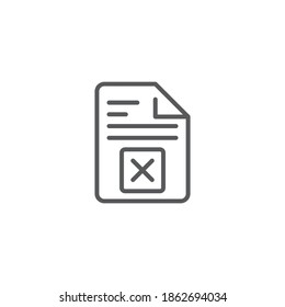 Cancelar página de archivo de documento restringida x color de icono, línea, signo de vector de contorno, pictograma de estilo lineal aislado en blanco. Símbolo, ilustración del logotipo. Píxel perfecto