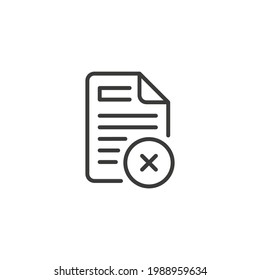 Cancel document line icon. Simple outline style. Cross, delete, deny, page, error, fail concept. Thin line symbol. Vector illustration isolated on white background. Thin stroke EPS 10.