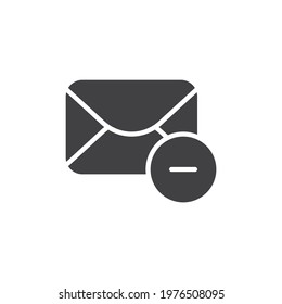 Cancel email vector icon. filled flat sign for mobile concept and web design. Decline mail message glyph icon. Symbol, logo illustration. Vector graphics