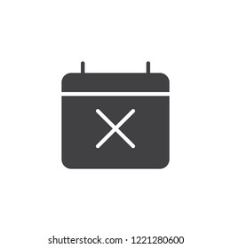 Cancel Event Day vector icon. filled flat sign for mobile concept and web design. Reject Calendar Date simple solid icon. Symbol, logo illustration. Pixel perfect vector graphics