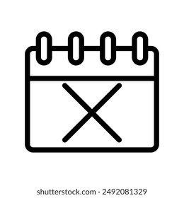 Cancelar icono de evento marca de logotipo lineal en blanco y negro